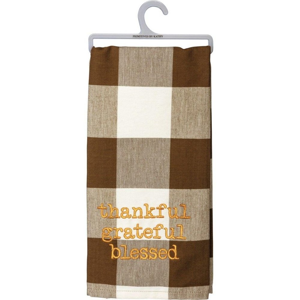 Dish Towel – Thankful Grateful Blessed Plaid Towel